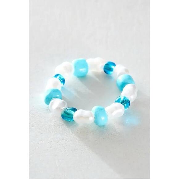 Free People Kleo Ring in Turquoise Pearl Toe Ring One Size Beach Bohemian Summer - Picture 7 of 8